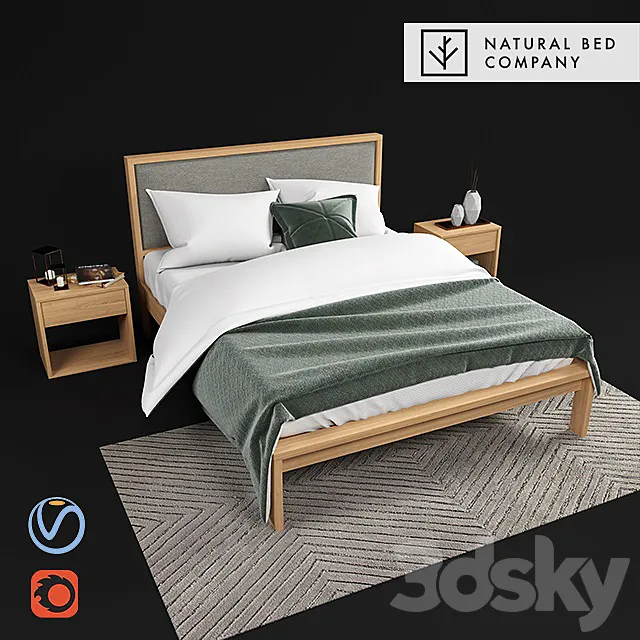 Shetland – bed with padded headboard 3DModel