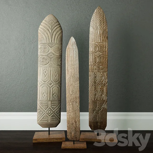 Shields Wood Standing Decoration _ Jeffan 3D Model Shields Wood Standing Decoration _ Jeffan 3D Model
