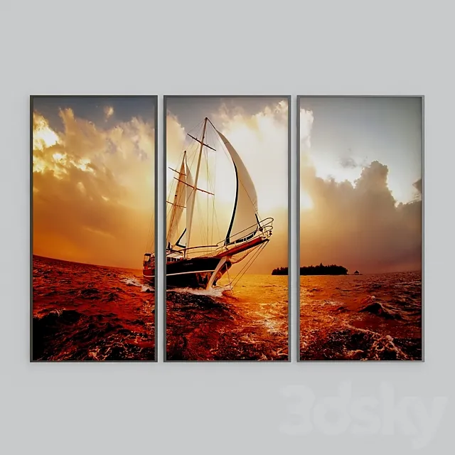 Ship in the sea 3D Model Ship in the sea 3D Model