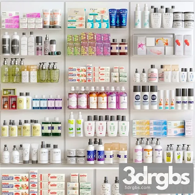 Showcase in a pharmacy with cosmetics 5 3D Model Download