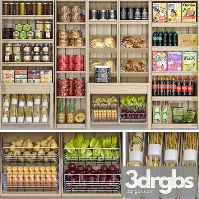 Showcase In A Supermarket With Products Juices and Spices 5 3D Model Download