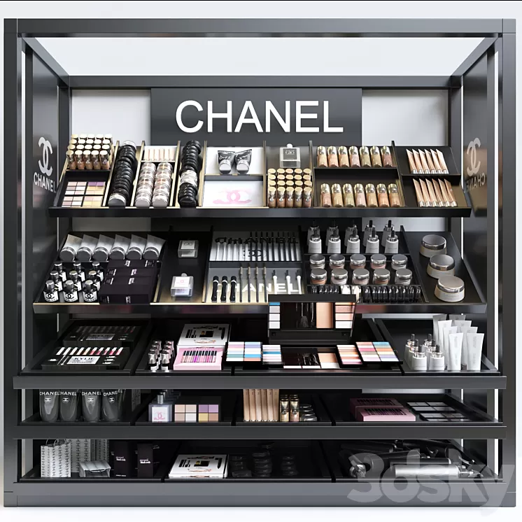 Showcase in duty free or beauty salons with professional cosmetics. Make-Up 3D Model