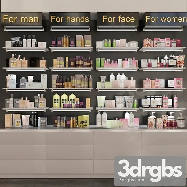 Showcase in pharmacies cosmetics for care. beauty saloon 3D Model Download