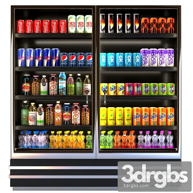 Showcase In Supermarkets With Lemonades With Okami And My Energy 8 3D Model Download