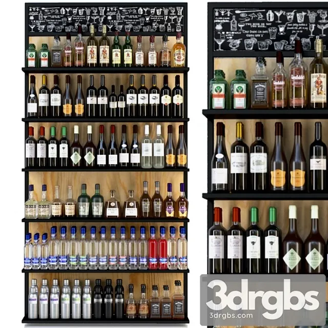 Showcase with alcohol in a supermarket 4. wine 3D Model Download
