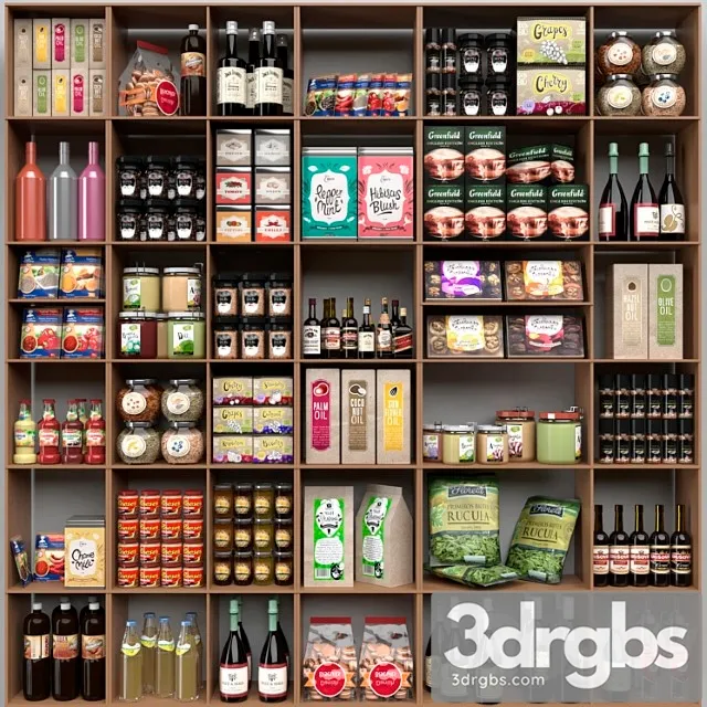 Showcase with spices sauces in a supermarket or home pantry 3D Model Download
