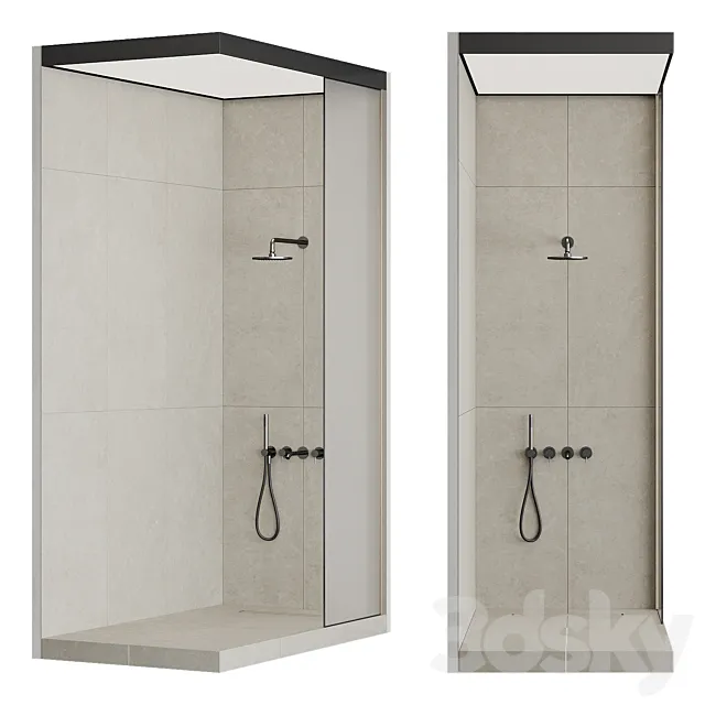 Shower cabin with partition 003 3D Model