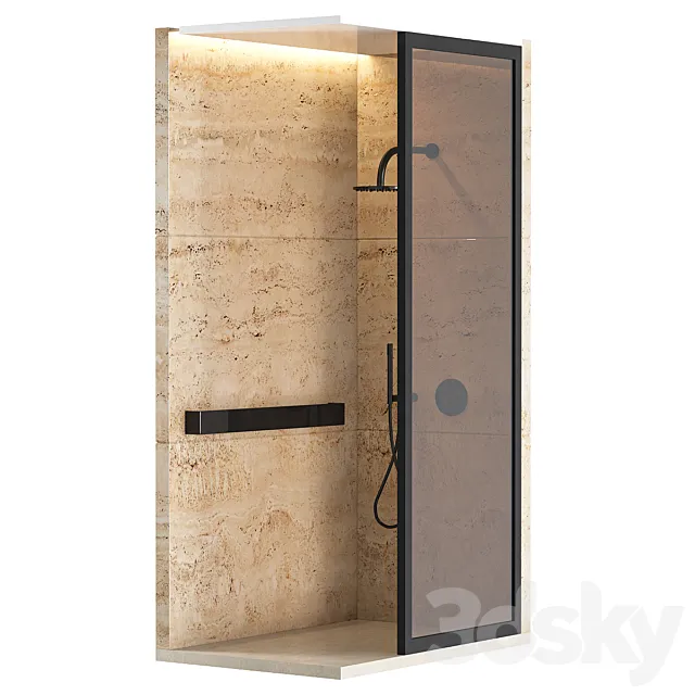 Shower cabin with partition 04 3D Model