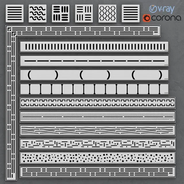 Shower Channels Floor Drains Tece and Ravak 3D Model