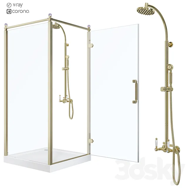 Shower corner Beta Cube Classic NBB1221-1 100×100 3D Model