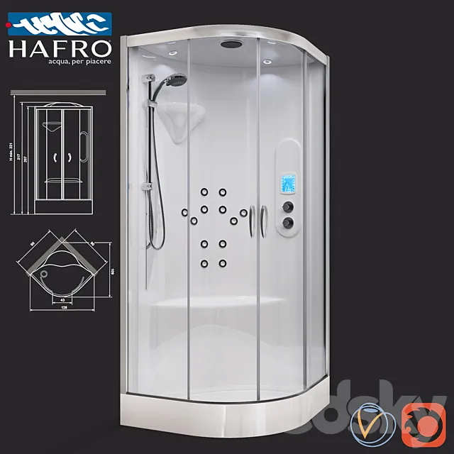 Shower cubicle with hydromassage Hafro New Bi-Size 3DModel Shower cubicle with hydromassage Hafro New Bi-Size 3DModel