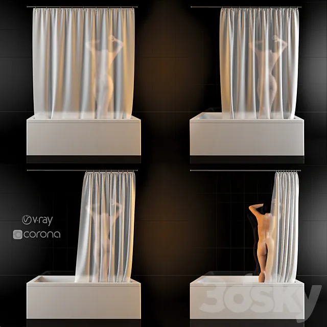 Shower curtain 3DModel Shower curtain 3DModel