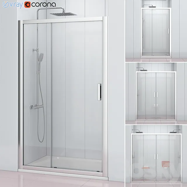 Shower doors Ravak | 10 3D Model Shower doors Ravak | 10 3D Model