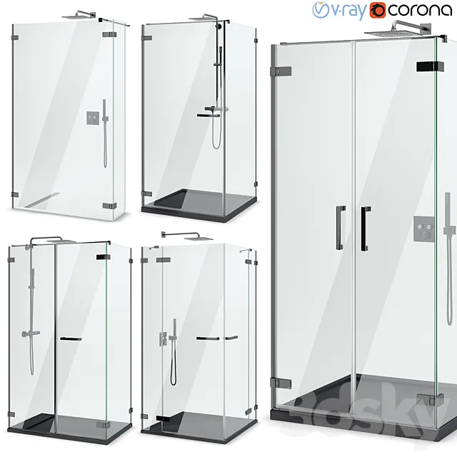 Shower enclosures and doors Radaway | Arta black set 103 3DModel
