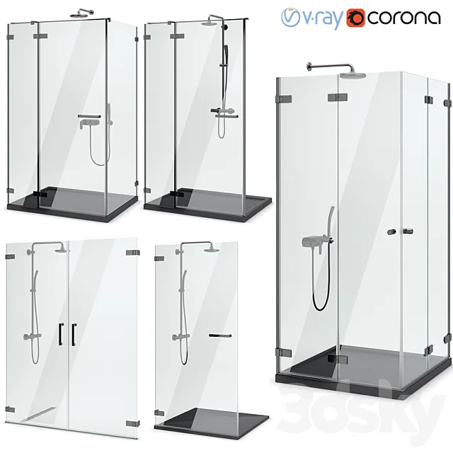 Shower enclosures and doors Radaway | Arta black set 104 3DModel