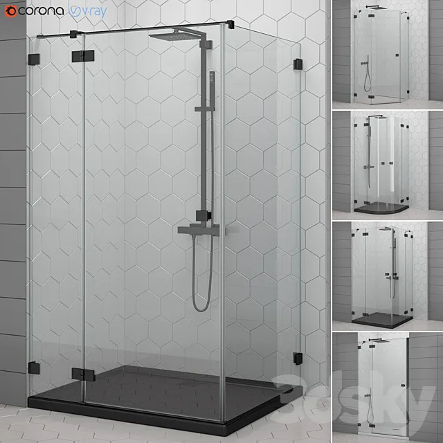 Shower enclosures and doors Radaway | Essenza black 3D Model