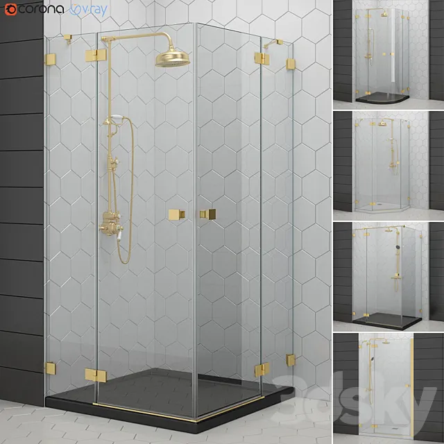 Shower enclosures and doors Radaway | Essenza gold 3DModel