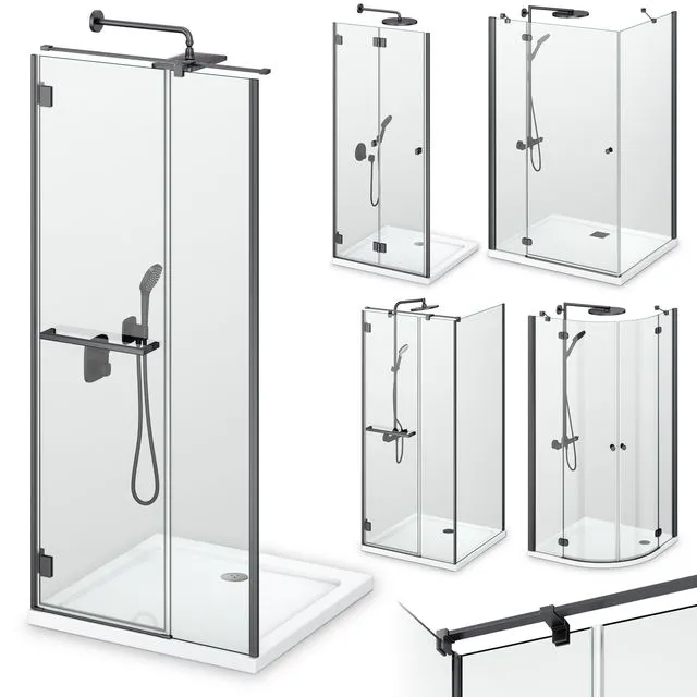 Shower enclosures Radaway Carena black 3D Model Shower enclosures Radaway Carena black 3D Model