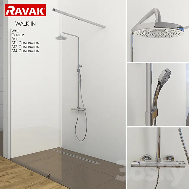 Shower RAVAK Walk-in 3D Model Shower RAVAK Walk-in 3D Model