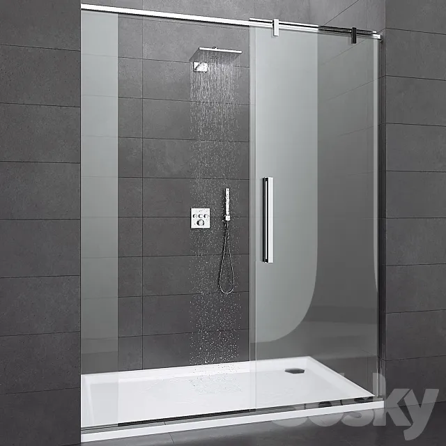 Shower Room and Grohe Set 01 3D Model Shower Room and Grohe Set 01 3D Model