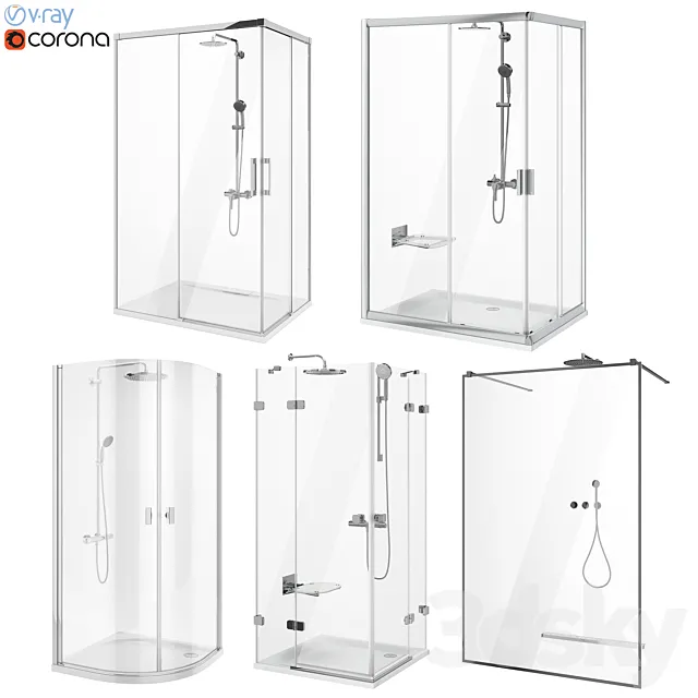 Shower set Ravak and Radaway set 88 3D Model