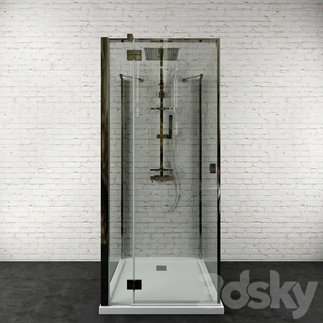 Shower stall Essenza kdj + s + shower system Touareg 2 3DModel Shower stall Essenza kdj + s + shower system Touareg 2 3DModel