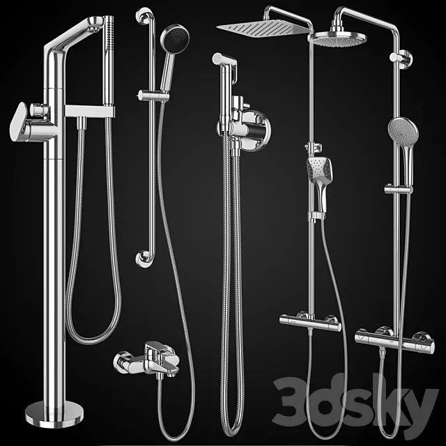 Shower systems and hygiene showers Ravak | GROHE | Villeroy & Boch | | Griferías Galindo set 91 3D Model