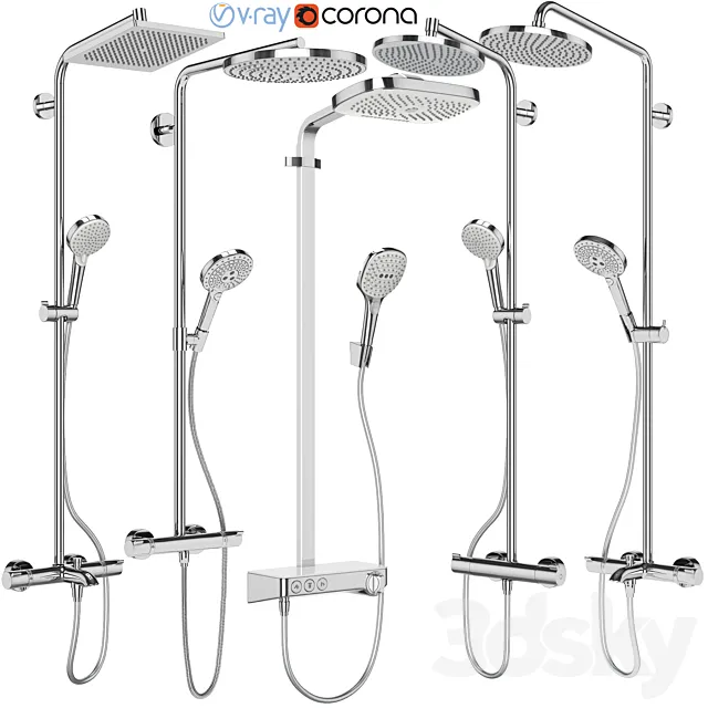 Shower systems Hansgrohe set 154 3D Model