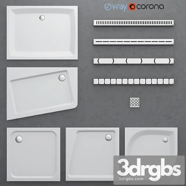 Shower Trays and Channels Ravak Set 41 3D Model Download