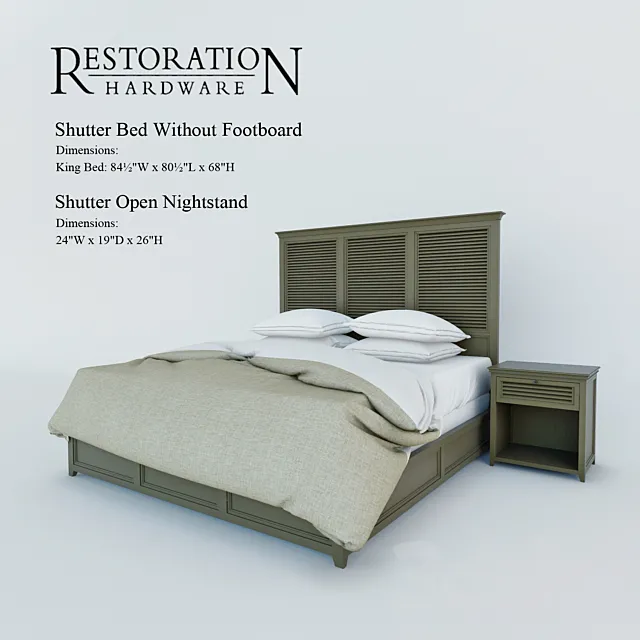 Shutter Bed Without Footboard 3DModel