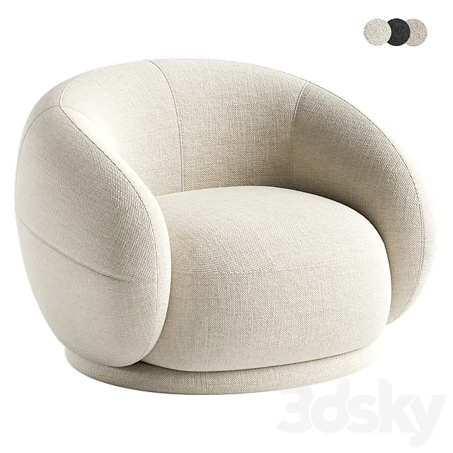 Sicily Occasional Chair in Mohair 3D Model Sicily Occasional Chair in Mohair 3D Model