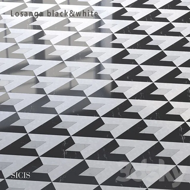 Sicis SiciStone Losanga Black & White 3D Model Sicis SiciStone Losanga Black & White 3D Model