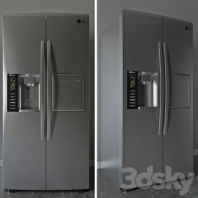 Side by Side Refrigerator 3D Model