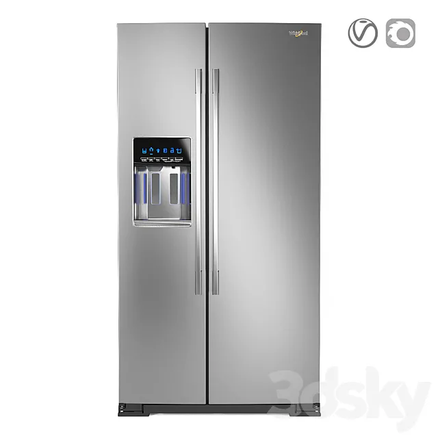 Side-by-Side Refrigerator Whirlpool WRSA88FIHZ 3D Model