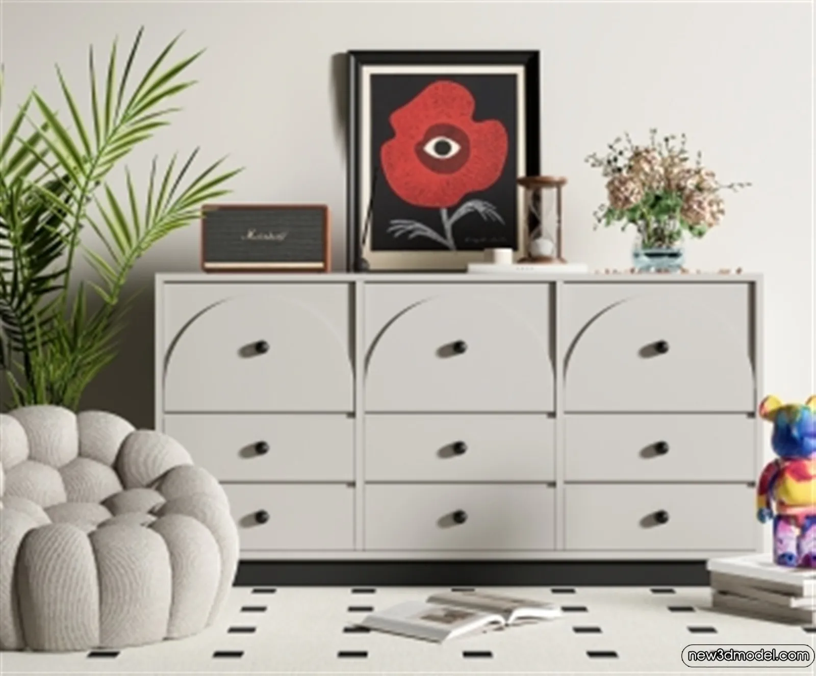 Side Cabinet and Racks – 3D Models for Interior – 022