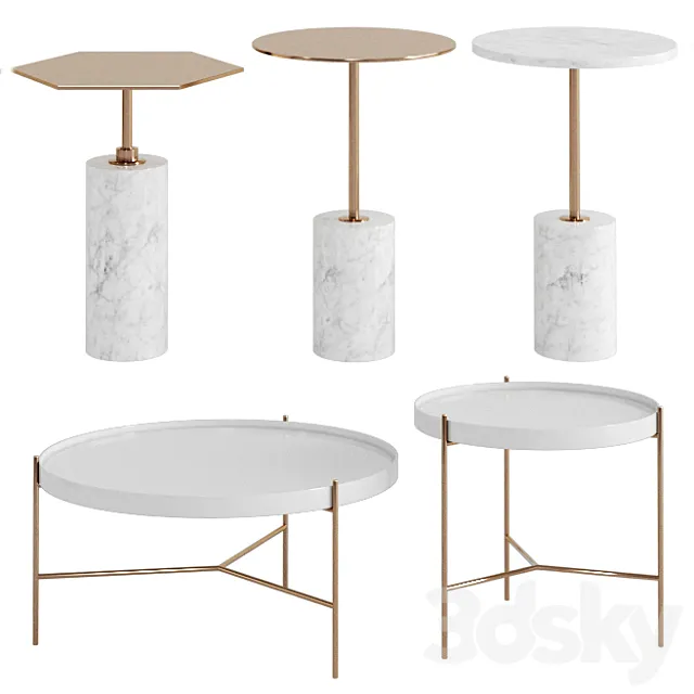 side & coffee tables set 3D Model side & coffee tables set 3D Model