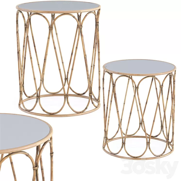 Side Table Bamboo Loop (2Set) 3D Model Side Table Bamboo Loop (2Set) 3D Model