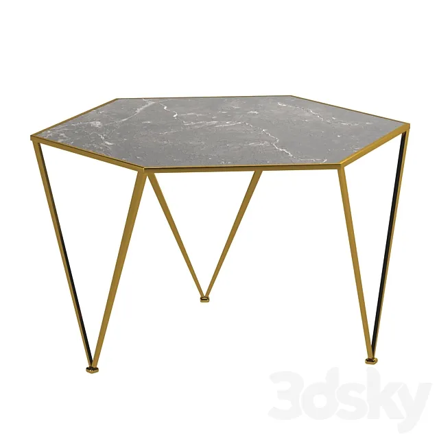 Side table Hexagon Marble Countertop 3DModel
