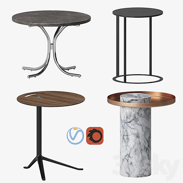 Side table set 3D Model