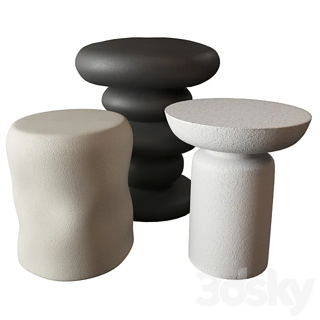 Side tables set 3D Model
