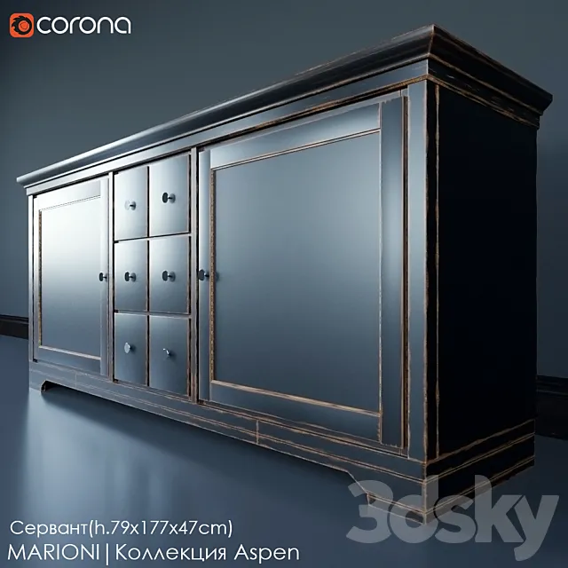 Sideboard MARIONI 02089 | collection ASPEN 3D Model