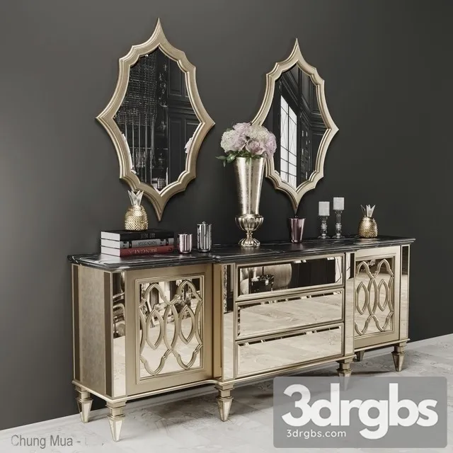 Sideboard Mirror Set 3D Model Download