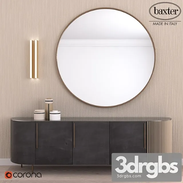 Sideboard plissé low cabinet and set decor by baxter 2 3D Model Download