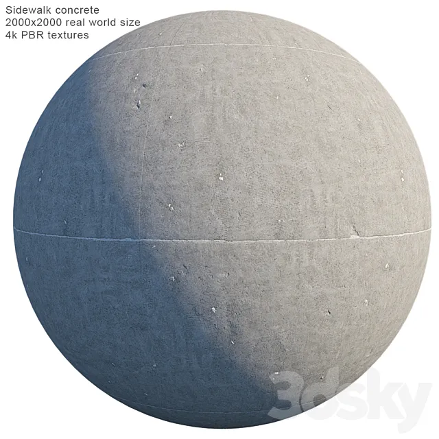 Sidewalk concrete (PBR seamless) 3D Model