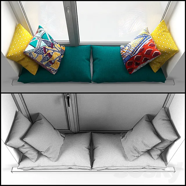 Sidushka on the window sill with cushions 3DModel Sidushka on the window sill with cushions 3DModel