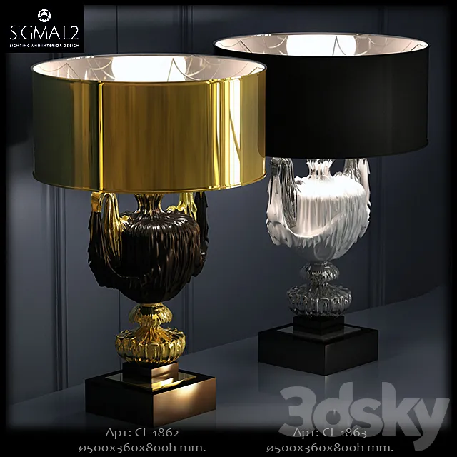 Sigma L2 art.CL1862 – 1863 Table lamp 3D Model Sigma L2 art.CL1862 – 1863 Table lamp 3D Model