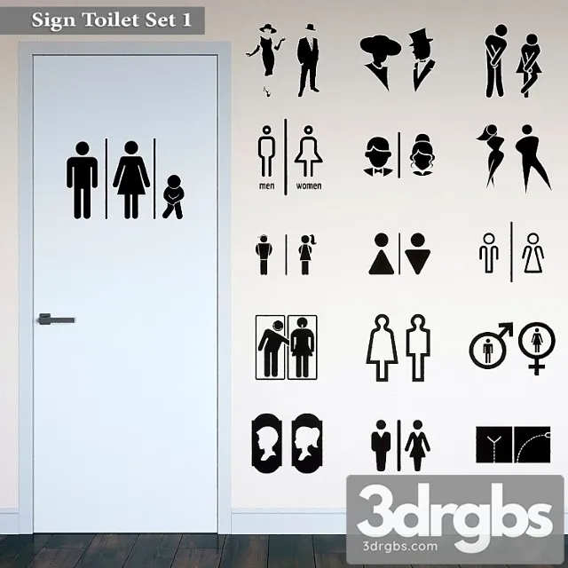 Sign toilet set 1 3D Model Download