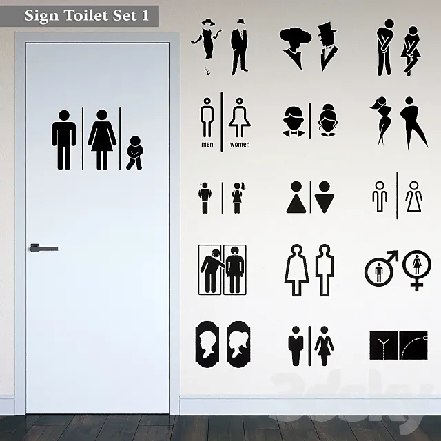 Sign Toilet Set 1 3DModel Sign Toilet Set 1 3DModel