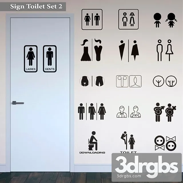 Sign toilet set 2 3D Model Download