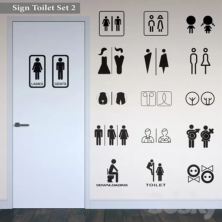 Sign Toilet Set 2 3D Model Sign Toilet Set 2 3D Model